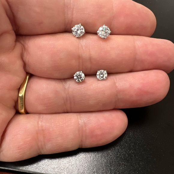 0.75 Carat D-E Color Lab Grown Diamond Stud Earrings in 14k White Gold - Picture 8 of 8